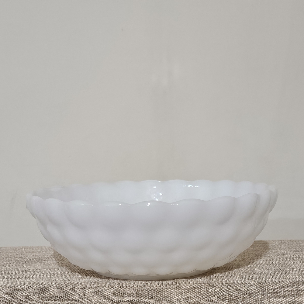 Anchor Hocking White Milk Glass Bubble Serving Bowl